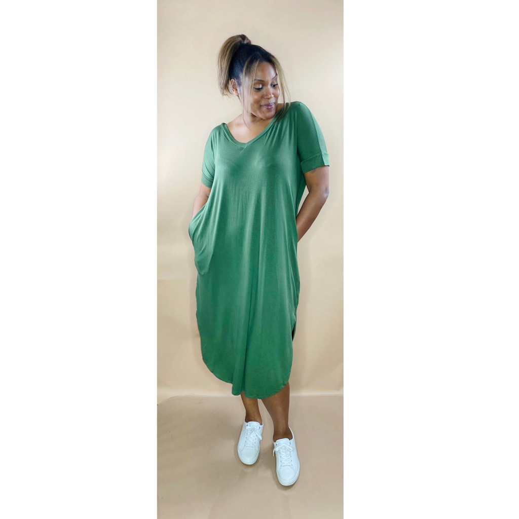 Basic Essential Maxi Dress- Army Green